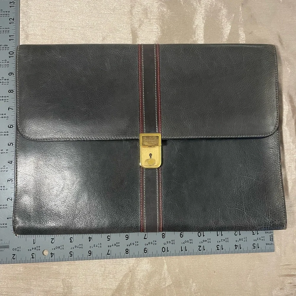 Bally’s Black Leather Men's Bag Envelope with Gold Accent